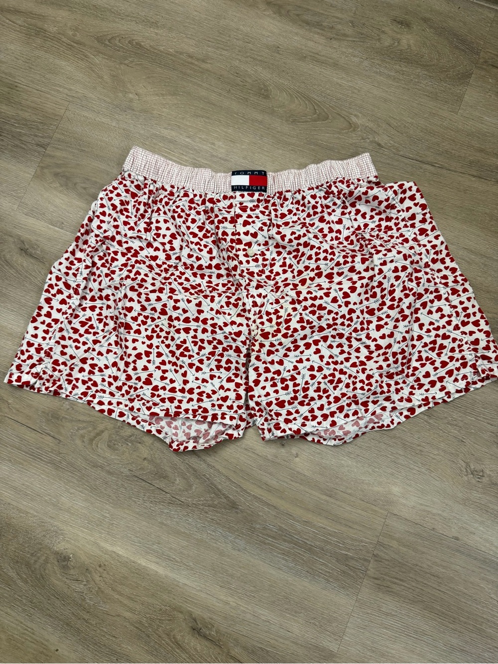 Tommy Hilfiger Heart Print Boxer Shorts LG Valentine Y2K Lounge Sleepwear 0093